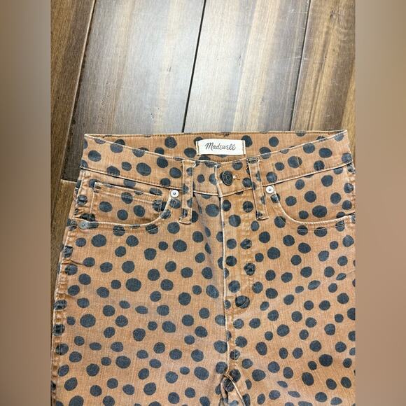 Size 23 MADEWELL 10" High-Rise Skinny Jeans in Leopard Tan Cut - Picture 7 of 10